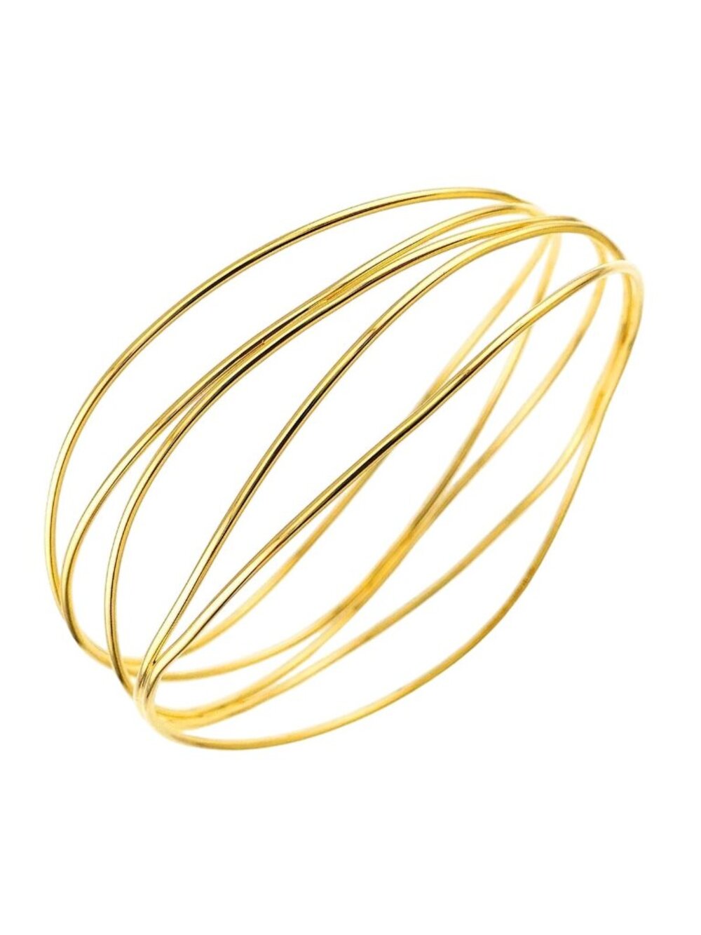 Tiffany & Co Wave 5 Row Bangle 20 18k Yellow Gold 750 Bracelet